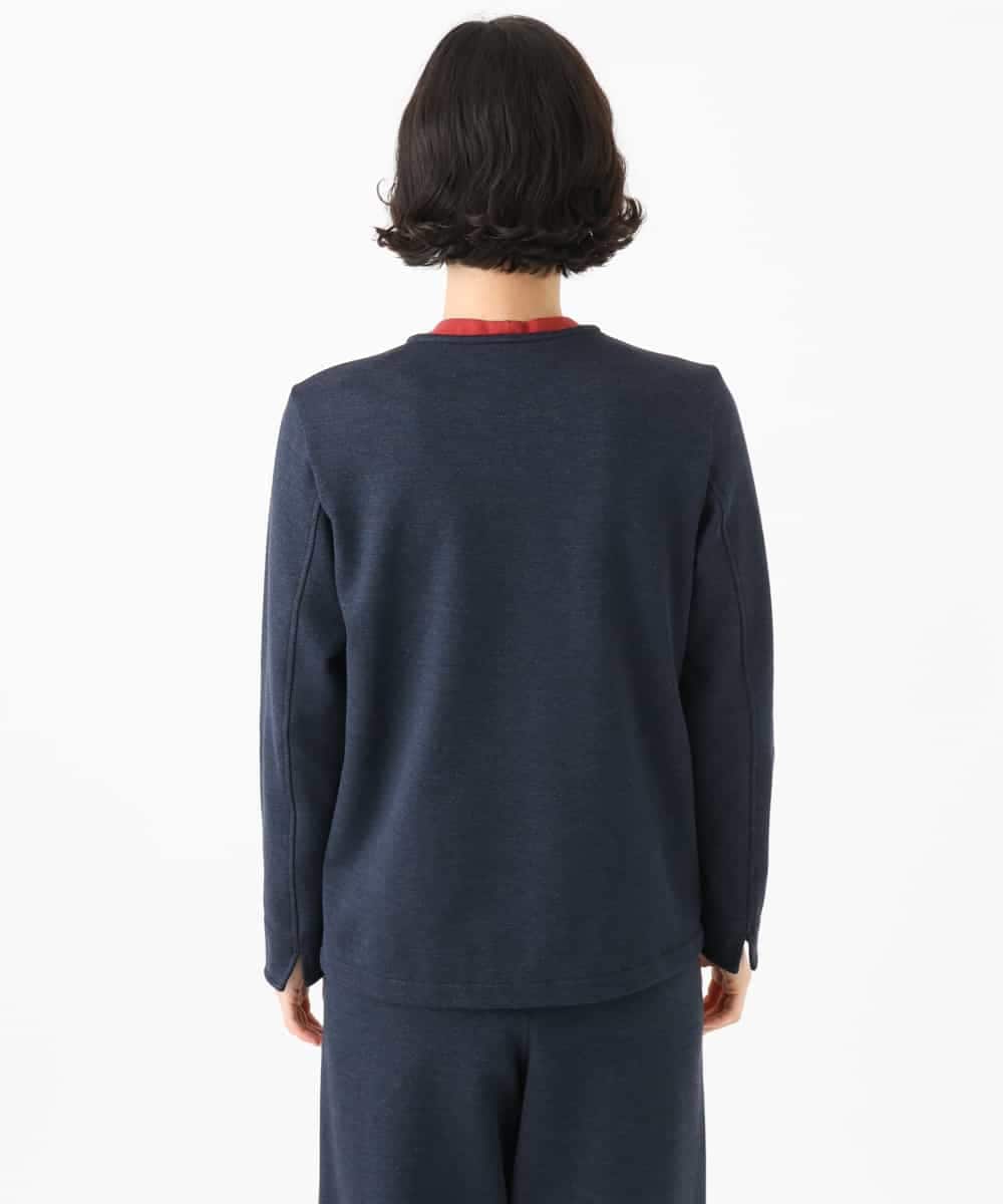 NHDAI83270 GIANNI LO GIUDICE(小さいサイズ)(メゾン ドゥ サンク) [セットアップ対応]デニムジャージーノーカラージャケット ネイビー