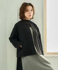 NHDAI86390 GIANNI LO GIUDICE(小さいサイズ)(メゾン ドゥ サンク) ショート丈ノーカラーコート ブラック