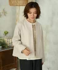 NHDAI86390 GIANNI LO GIUDICE(小さいサイズ)(メゾン ドゥ サンク) ショート丈ノーカラーコート アイボリー