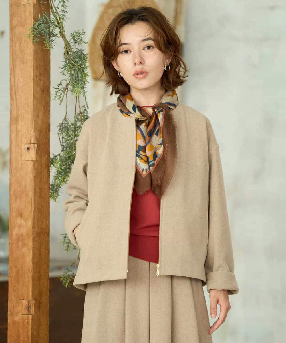 NHDAI86390 GIANNI LO GIUDICE(小さいサイズ)(メゾン ドゥ サンク) ショート丈ノーカラーコート アイボリー