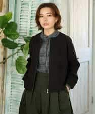 NHDAI86390 GIANNI LO GIUDICE(小さいサイズ)(メゾン ドゥ サンク) ショート丈ノーカラーコート アイボリー