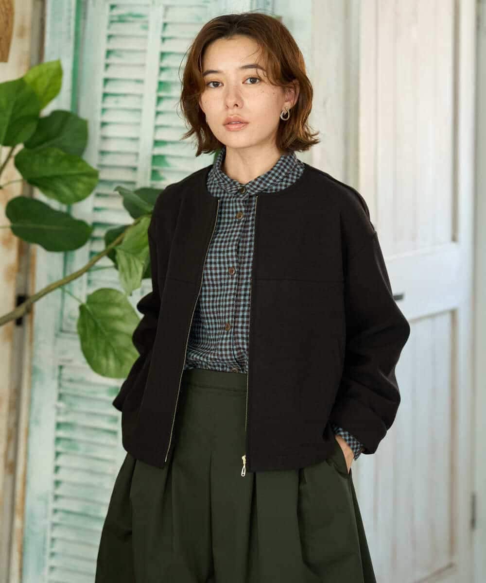 NHDAI86390 GIANNI LO GIUDICE(小さいサイズ)(メゾン ドゥ サンク) ショート丈ノーカラーコート アイボリー