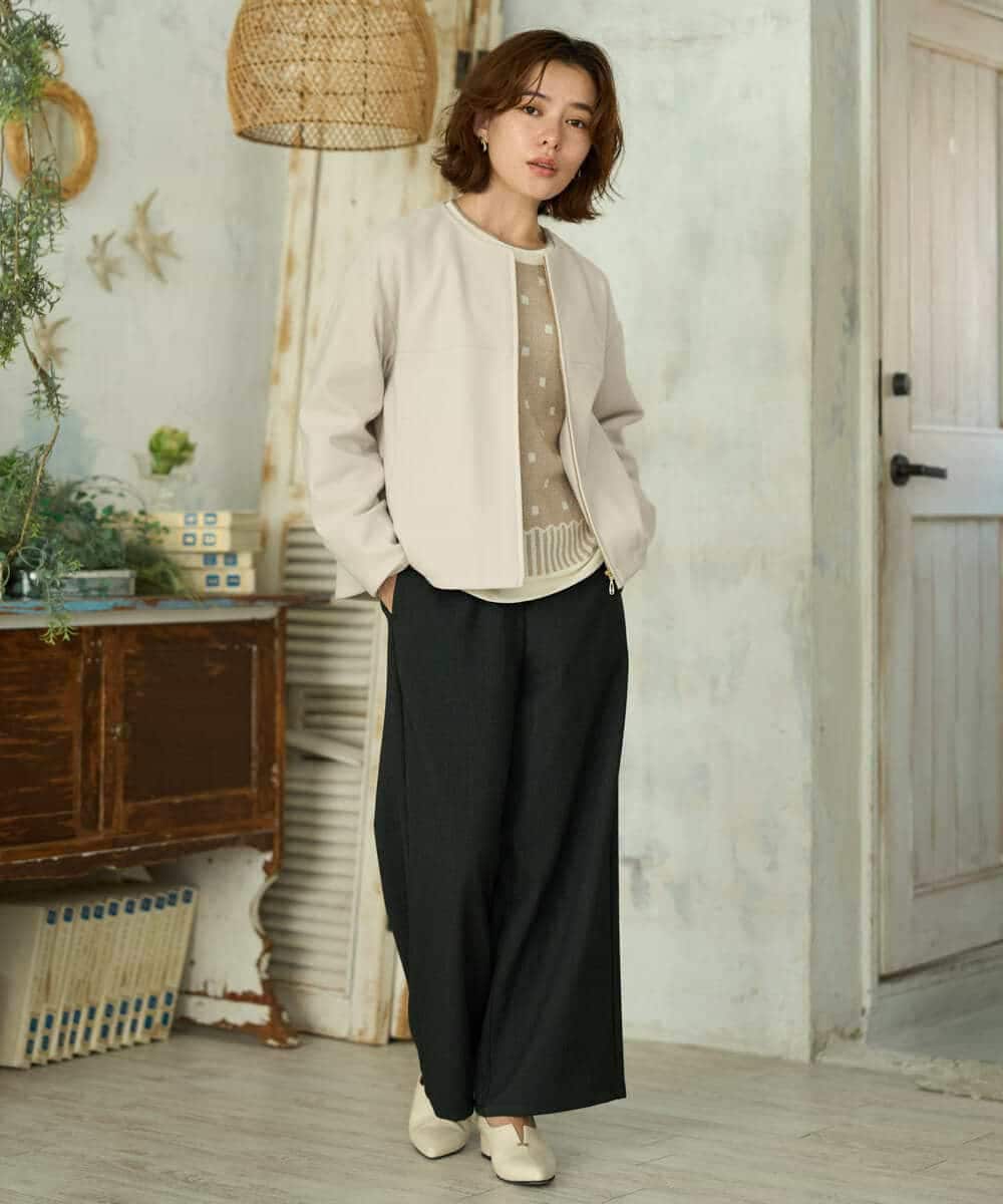 NHDAI86390 GIANNI LO GIUDICE(小さいサイズ)(メゾン ドゥ サンク) ショート丈ノーカラーコート アイボリー