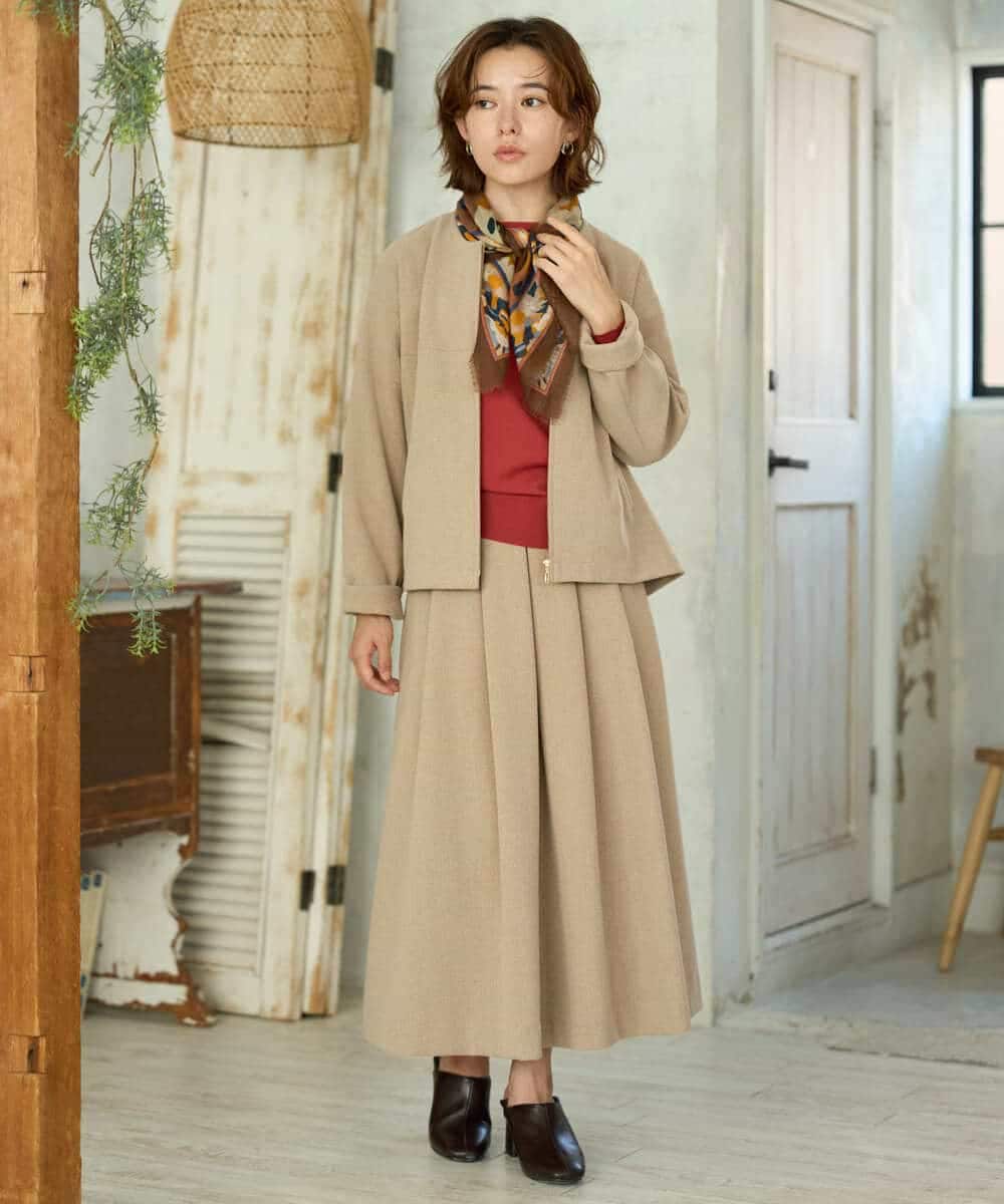 NHDAI86390 GIANNI LO GIUDICE(小さいサイズ)(メゾン ドゥ サンク) ショート丈ノーカラーコート アイボリー
