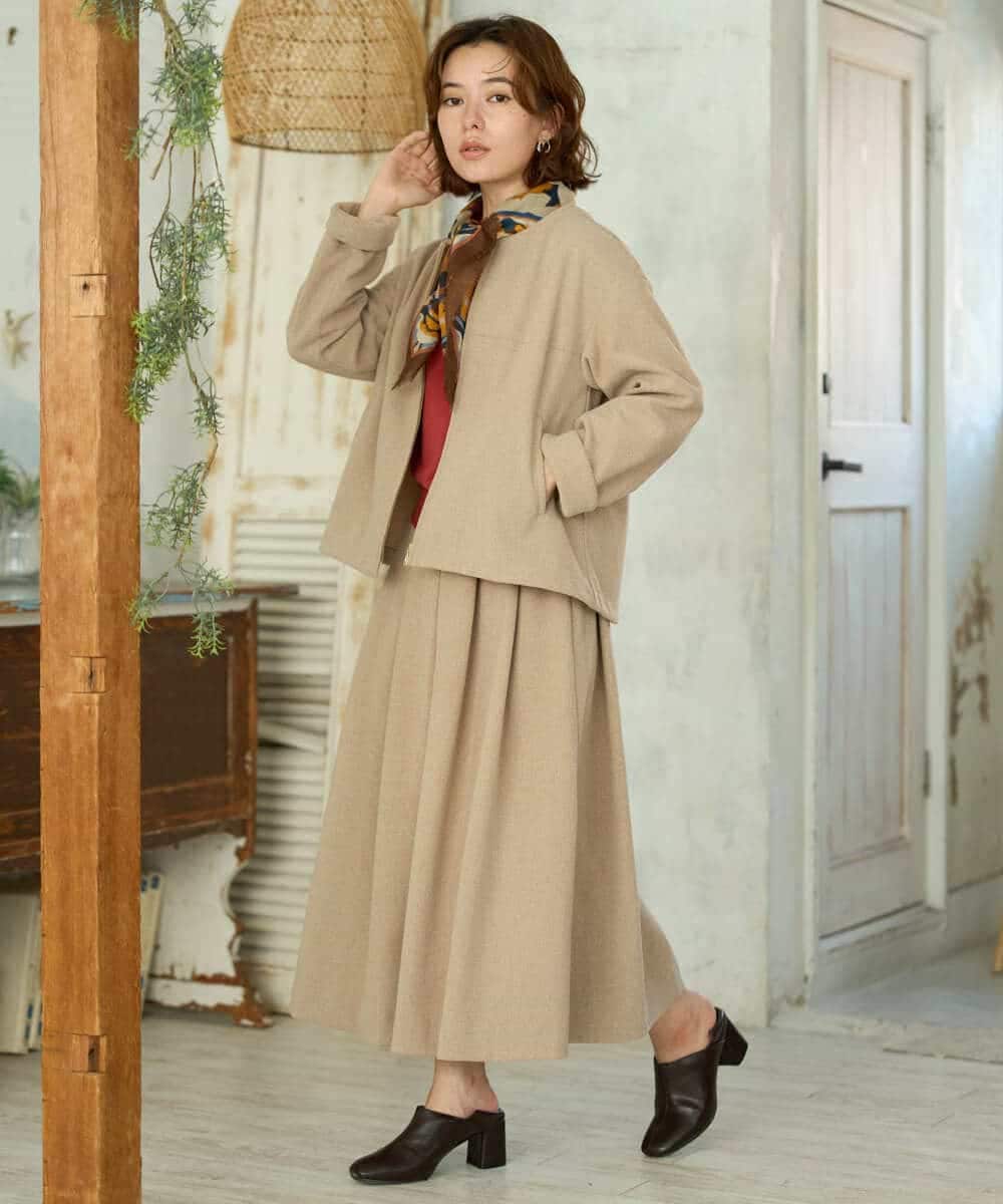 NHDAI86390 GIANNI LO GIUDICE(小さいサイズ)(メゾン ドゥ サンク) ショート丈ノーカラーコート アイボリー