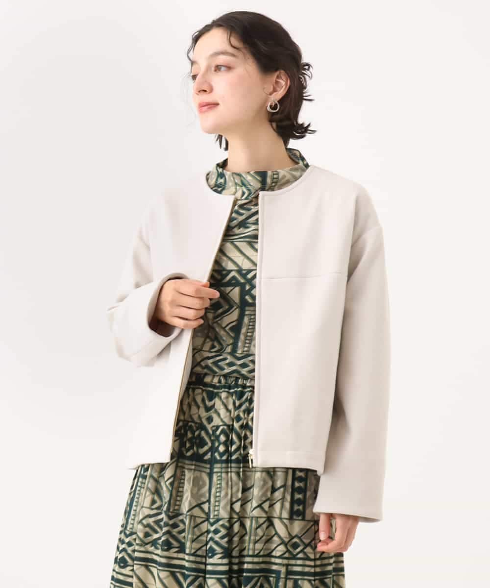 NHDAI86390 GIANNI LO GIUDICE(小さいサイズ)(メゾン ドゥ サンク) ショート丈ノーカラーコート アイボリー