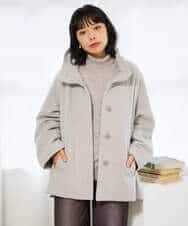 NHDAI88790 GIANNI LO GIUDICE(小さいサイズ)(メゾン ドゥ サンク) アンゴラ混ウールショートコート ライトグレー