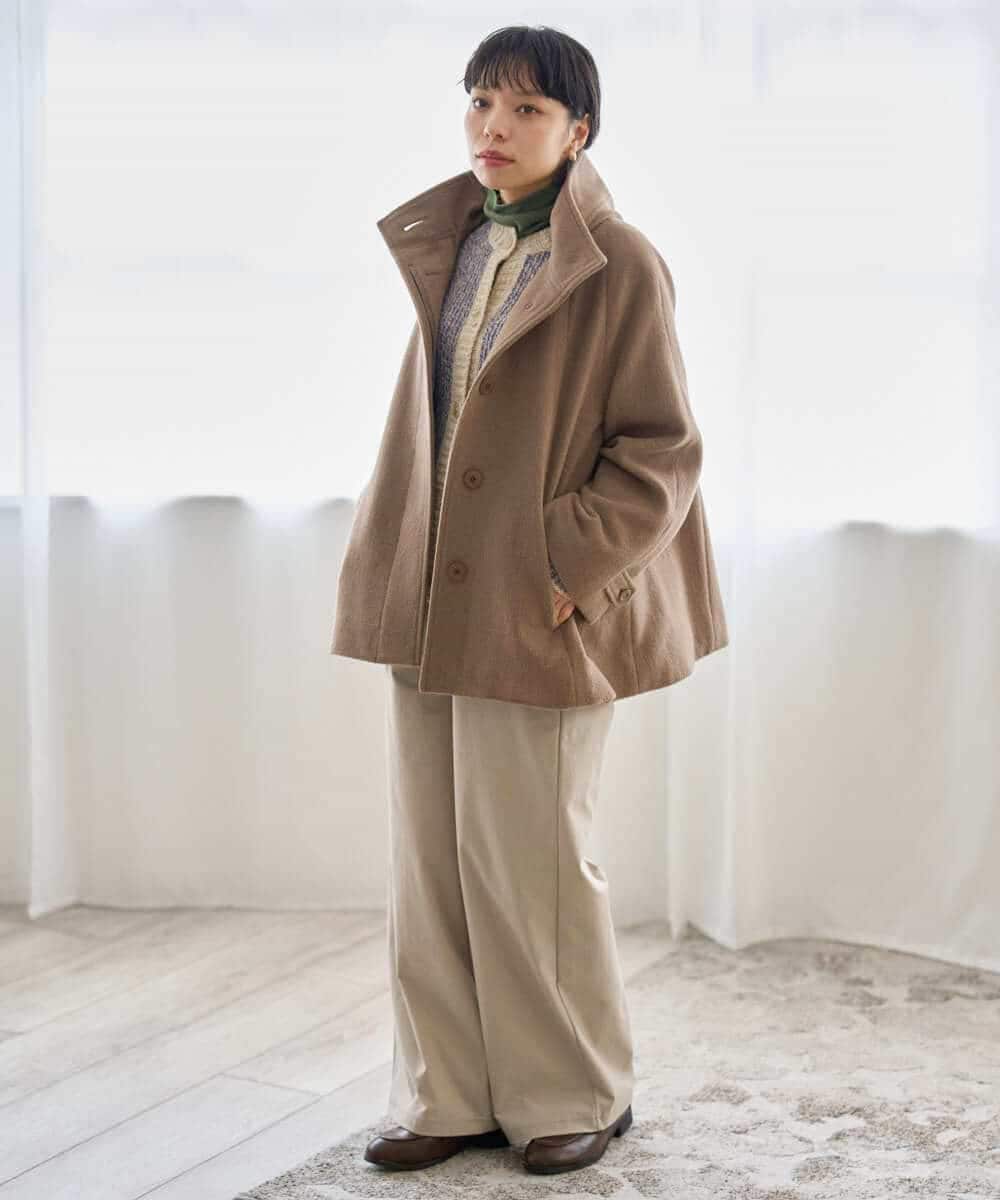 NHDAI88790 GIANNI LO GIUDICE(小さいサイズ)(メゾン ドゥ サンク) アンゴラ混ウールショートコート ライトグレー
