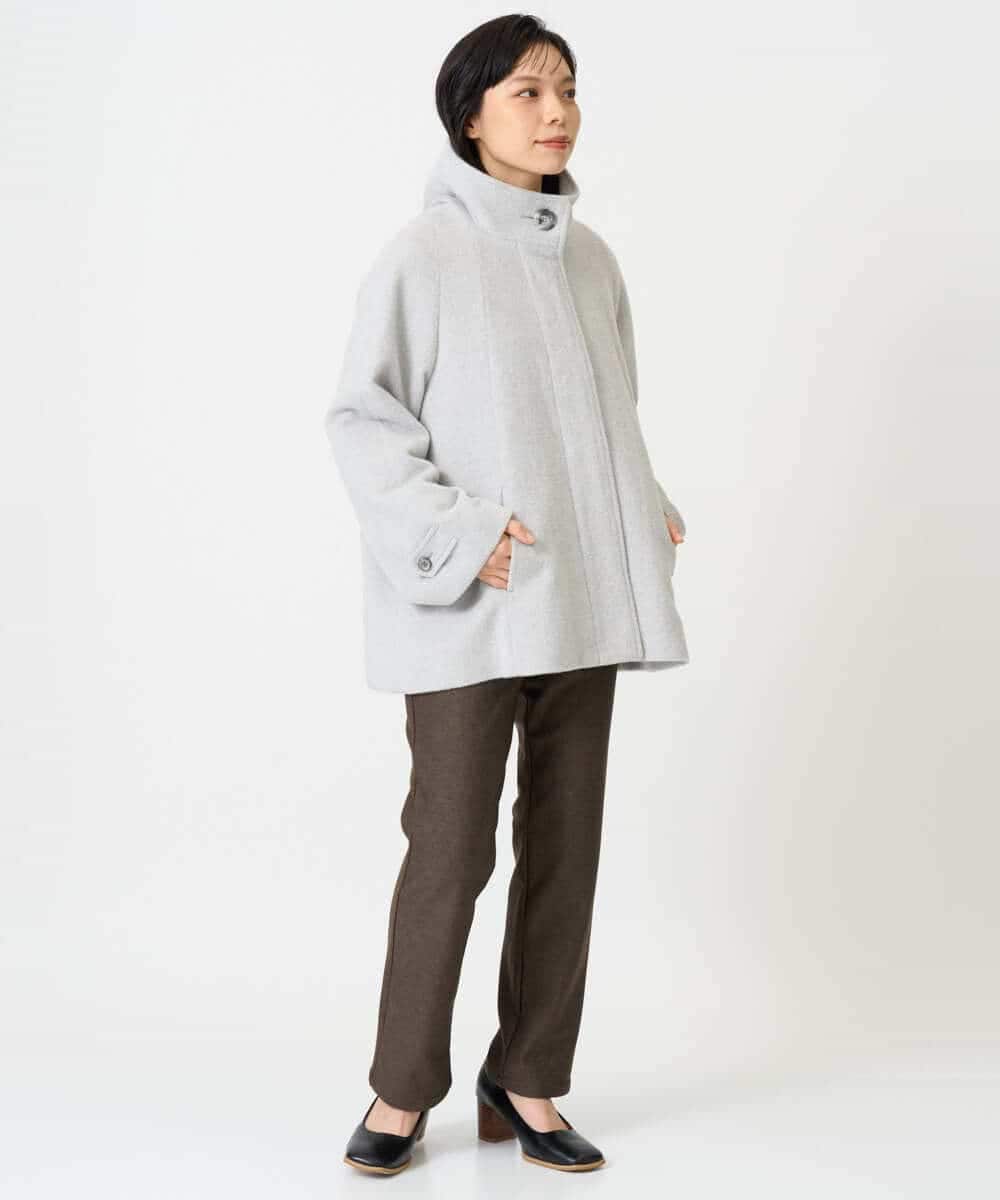 NHDAI88790 GIANNI LO GIUDICE(小さいサイズ)(メゾン ドゥ サンク) アンゴラ混ウールショートコート ライトグレー