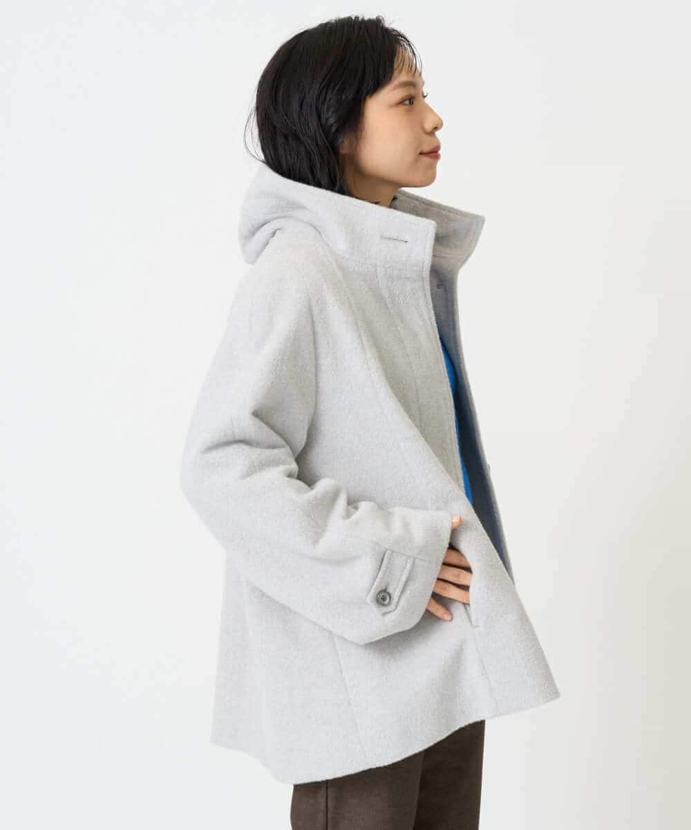NHDAI88790 GIANNI LO GIUDICE(小さいサイズ)(メゾン ドゥ サンク) アンゴラ混ウールショートコート ライトグレー