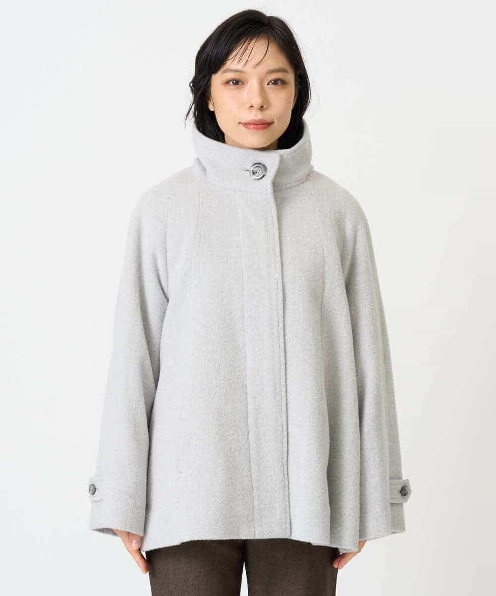NHDAI88790 GIANNI LO GIUDICE(小さいサイズ)(メゾン ドゥ サンク) アンゴラ混ウールショートコート ライトグレー