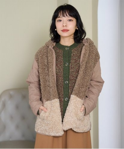 NHDAI89360 GIANNI LO GIUDICE(小さいサイズ) プードルボアフーデッドブルゾン