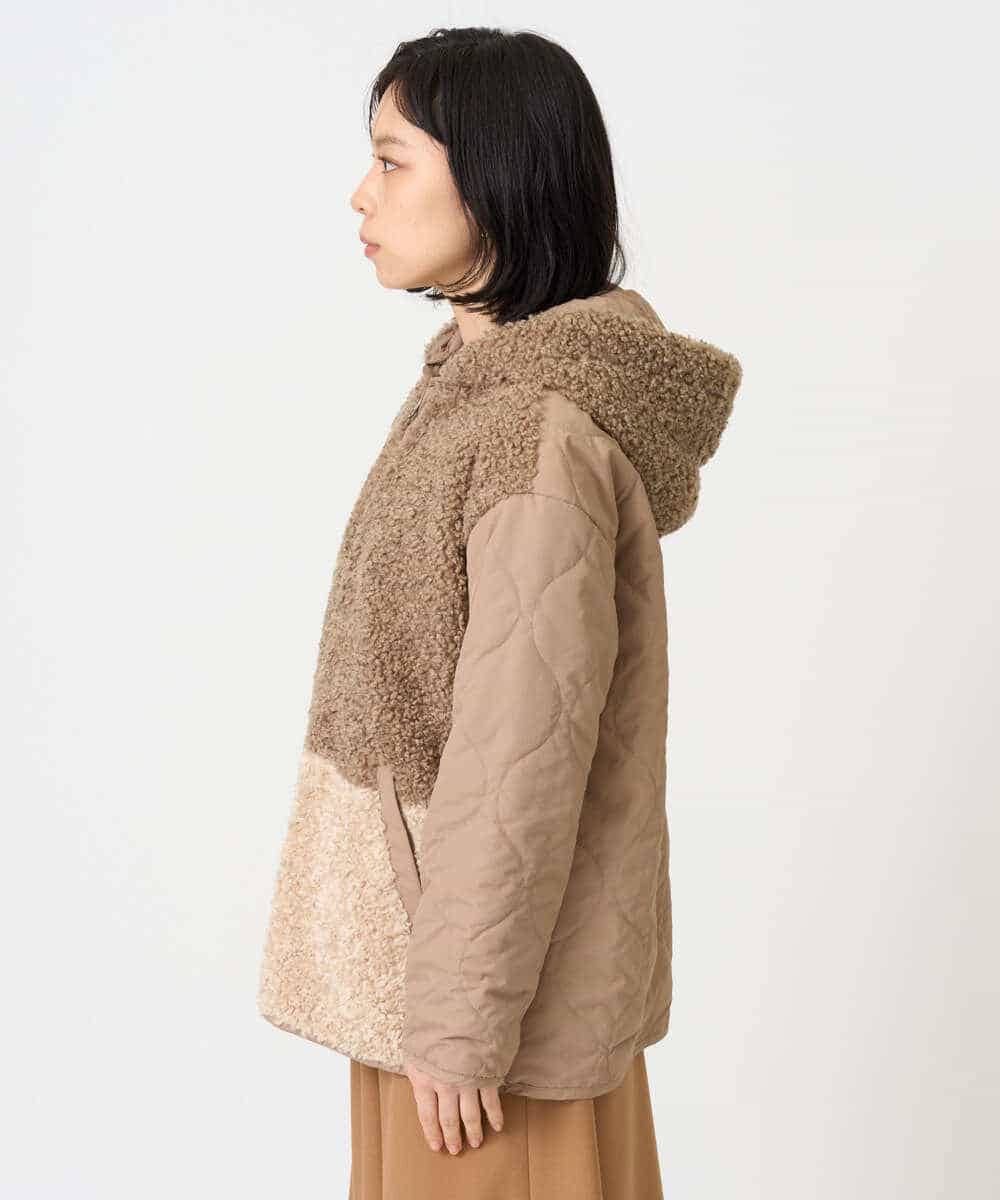 NHDAI89360 GIANNI LO GIUDICE(小さいサイズ)(メゾン ドゥ サンク) プードルボアフーデッドブルゾン ベージュ