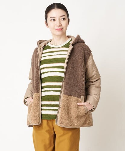 NHDAW14270 GIANNI LO GIUDICE(小さいサイズ) バイカラーボアタフタブルゾン[フード着脱可能]