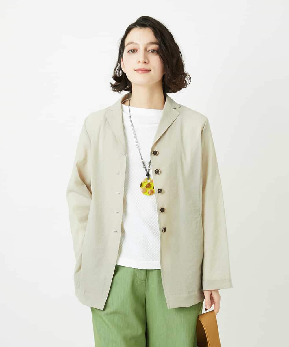 NHDED01450 GIANNI LO GIUDICE(小さいサイズ)(メゾン ドゥ サンク) [日本製]クレイペーパーナイロンジャケット ベージュ