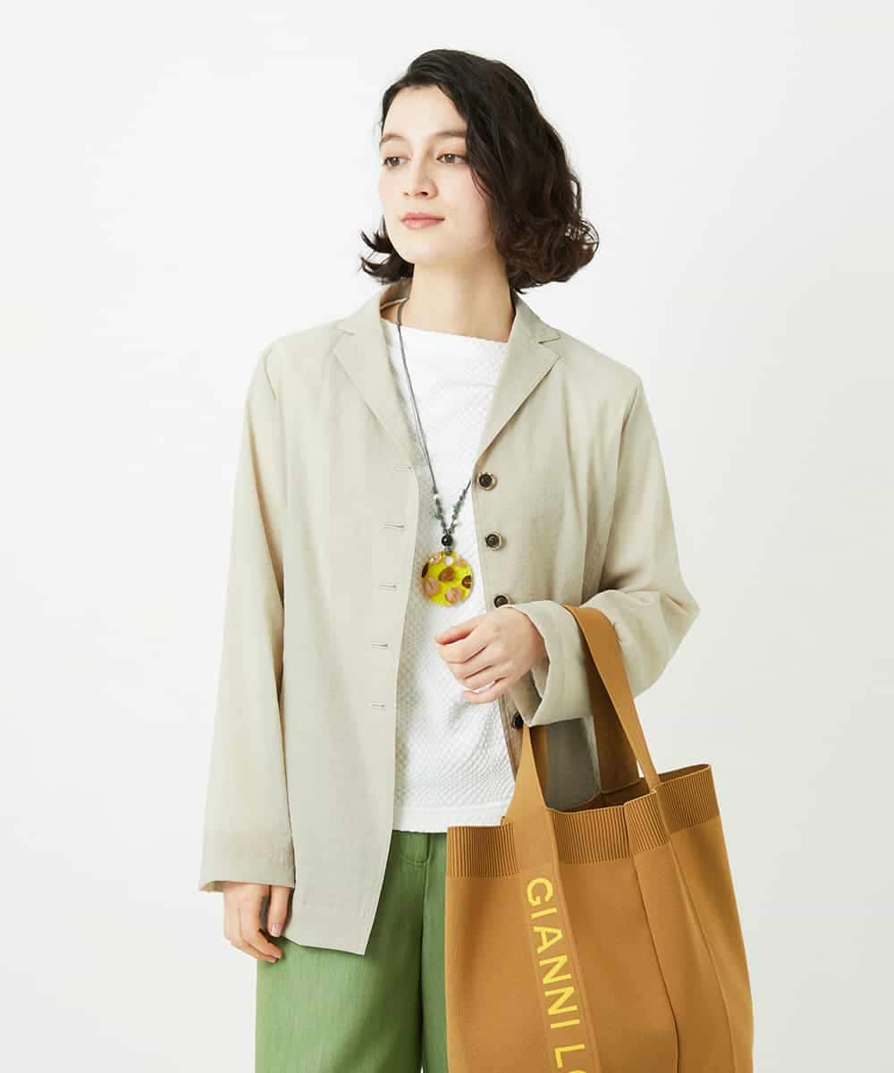 NHDED01450 GIANNI LO GIUDICE(小さいサイズ)(メゾン ドゥ サンク) [日本製]クレイペーパーナイロンジャケット ベージュ