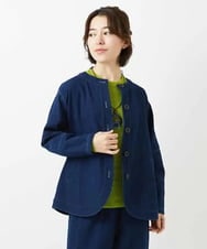 NHDED10330 GIANNI LO GIUDICE(小さいサイズ)(メゾン ドゥ サンク) [セットアップ対応]二重織ガーゼデニム製品染めブルゾン ネイビー