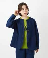 NHDED10330 GIANNI LO GIUDICE(小さいサイズ)(メゾン ドゥ サンク) [セットアップ対応]二重織ガーゼデニム製品染めブルゾン ネイビー