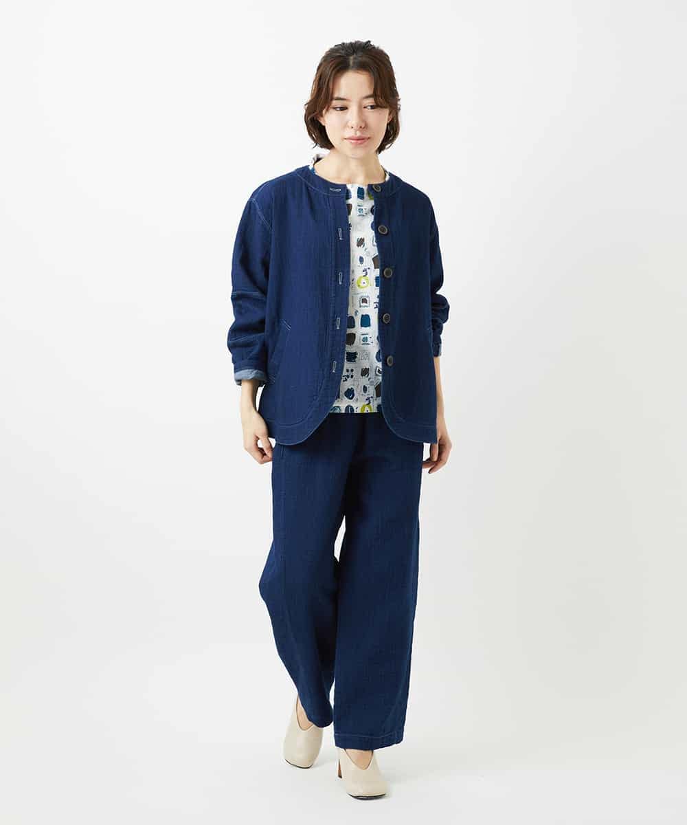 NHDED10330 GIANNI LO GIUDICE(小さいサイズ)(メゾン ドゥ サンク) [セットアップ対応]二重織ガーゼデニム製品染めブルゾン ネイビー