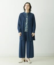 NHDES20330 GIANNI LO GIUDICE(小さいサイズ)(メゾン ドゥ サンク) フリクションデニムロングブラウス ネイビー