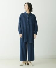 NHDES20330 GIANNI LO GIUDICE(小さいサイズ)(メゾン ドゥ サンク) フリクションデニムロングブラウス ネイビー