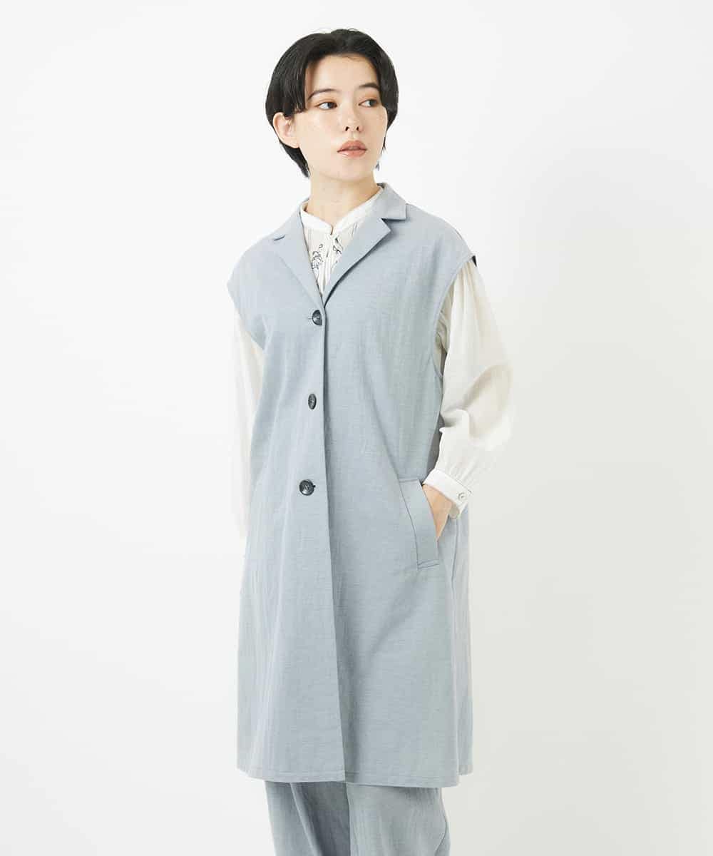 NHDGA30360 GIANNI LO GIUDICE(小さいサイズ)(メゾン ドゥ サンク) カノコ編みロングジレ ライトグレー