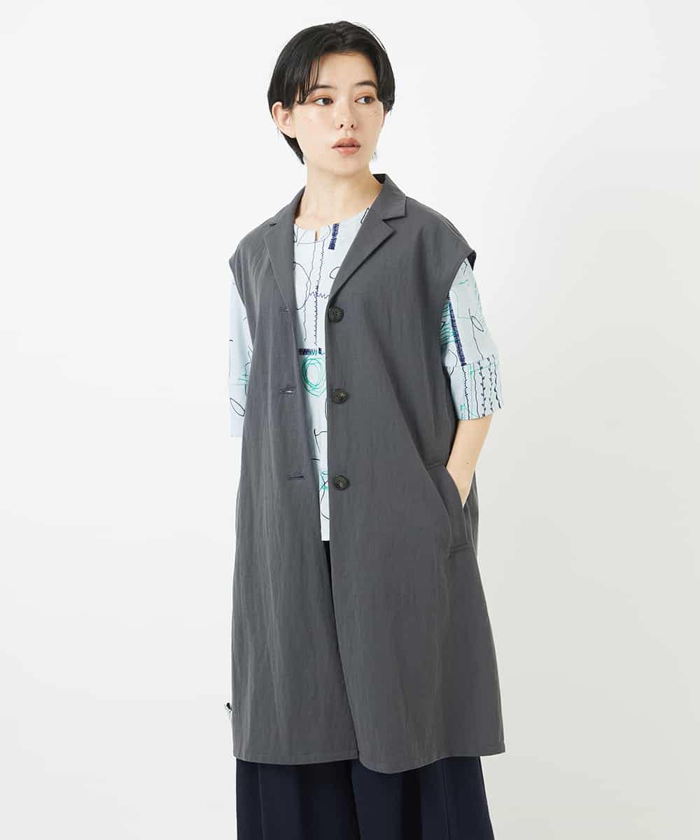 NHDGA30360 GIANNI LO GIUDICE(小さいサイズ)(メゾン ドゥ サンク) カノコ編みロングジレ ライトグレー
