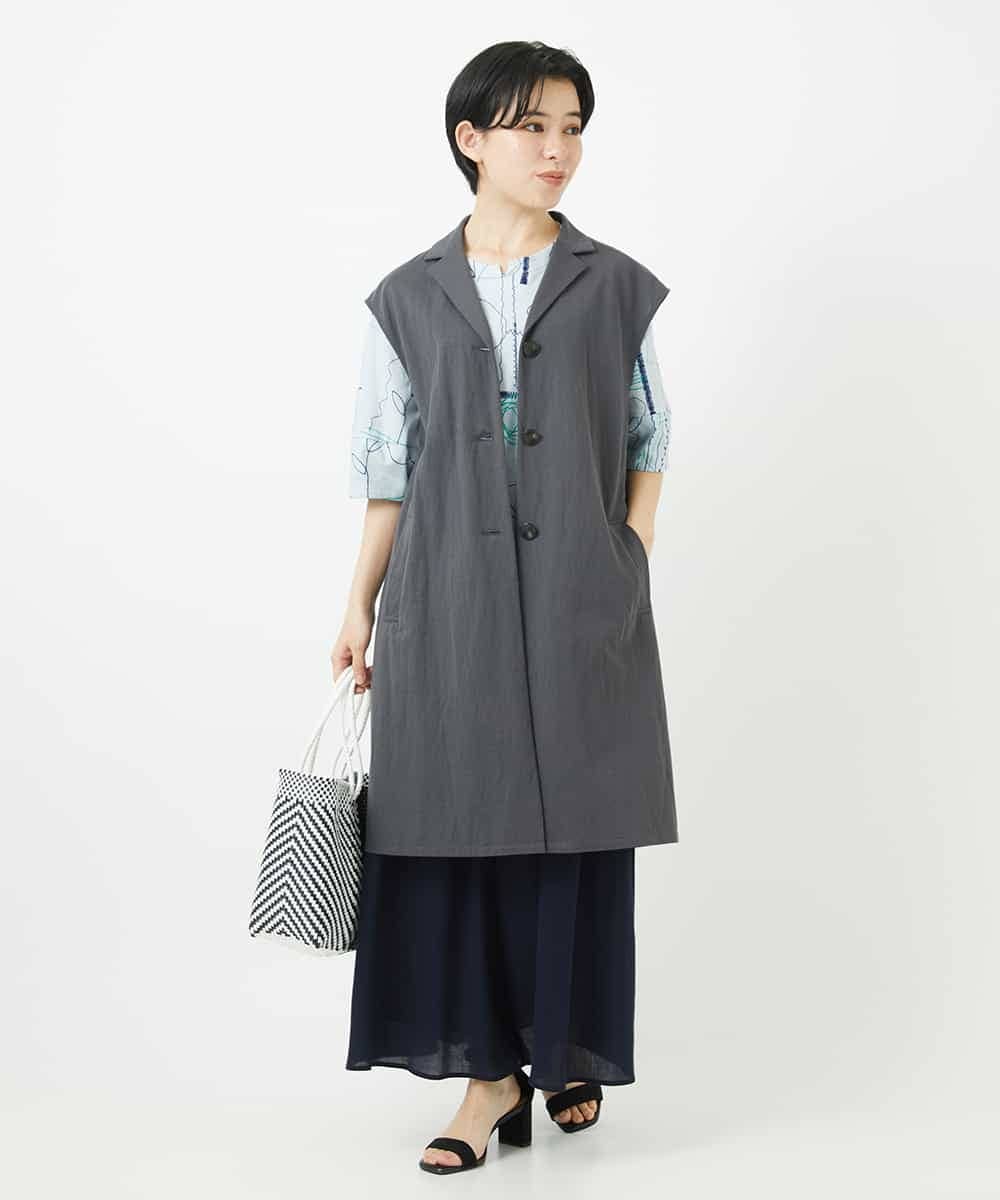 NHDGA30360 GIANNI LO GIUDICE(小さいサイズ)(メゾン ドゥ サンク) カノコ編みロングジレ ライトグレー