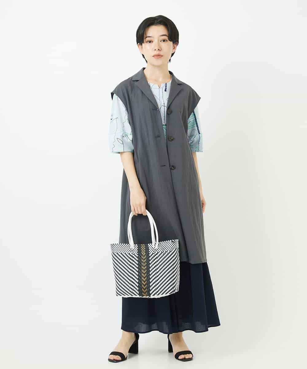 NHDGA30360 GIANNI LO GIUDICE(小さいサイズ)(メゾン ドゥ サンク) カノコ編みロングジレ ライトグレー