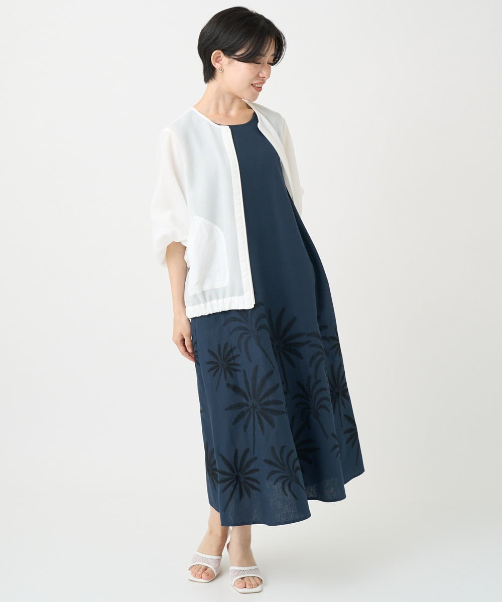 NHDGC82270 GIANNI LO GIUDICE(小さいサイズ)(メゾン ドゥ サンク) メッシュシアーショート丈ブルゾン ホワイト