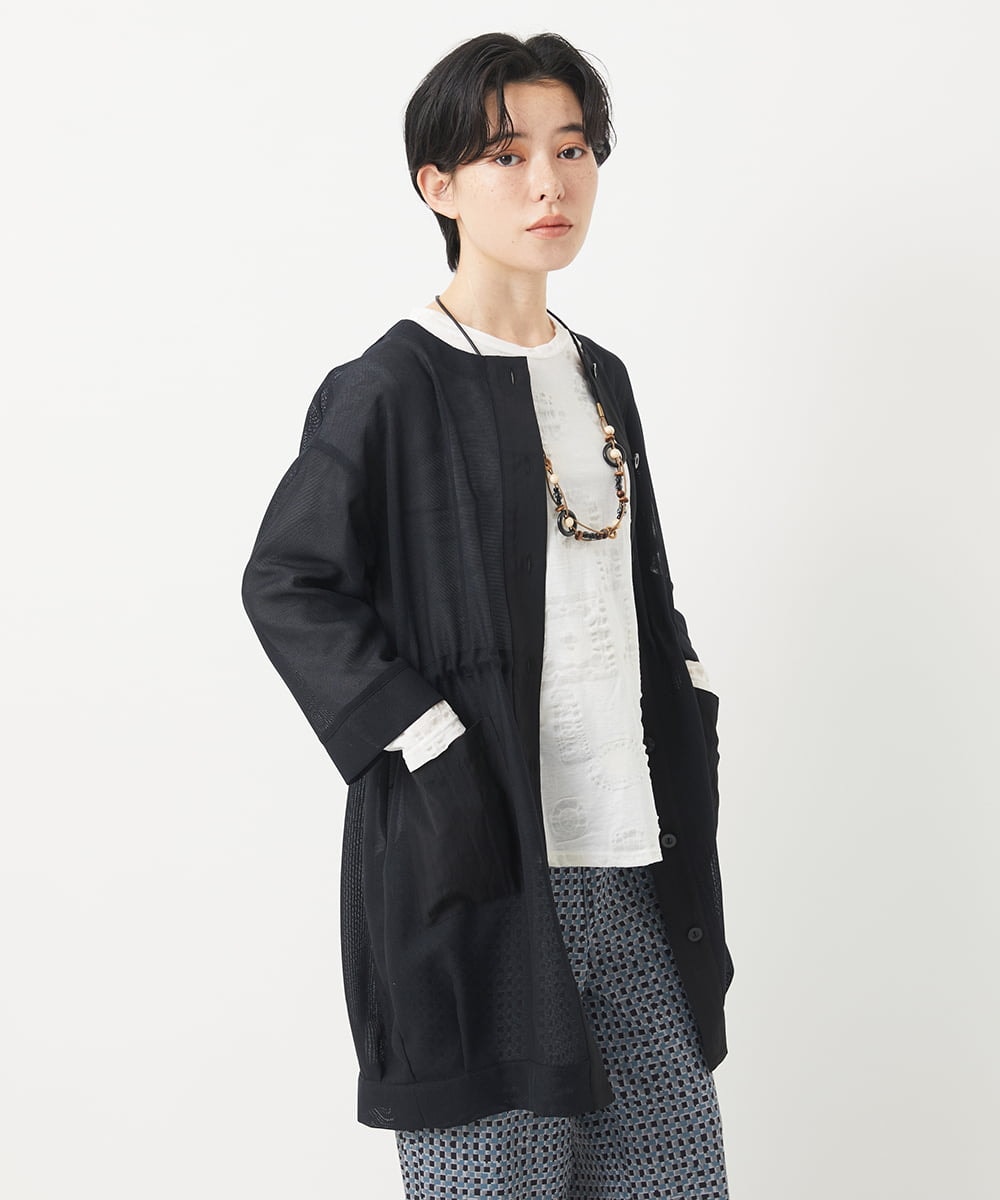 NHDGC83330 GIANNI LO GIUDICE(小さいサイズ)(メゾン ドゥ サンク) メッシュシアーチュニック丈羽織 ホワイト