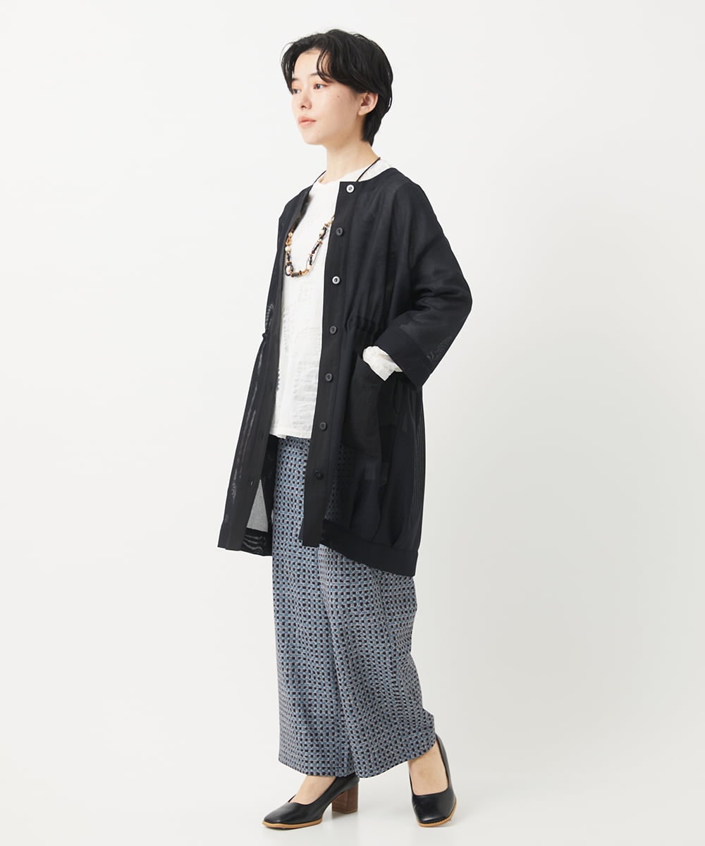 NHDGC83330 GIANNI LO GIUDICE(小さいサイズ)(メゾン ドゥ サンク) メッシュシアーチュニック丈羽織 ホワイト