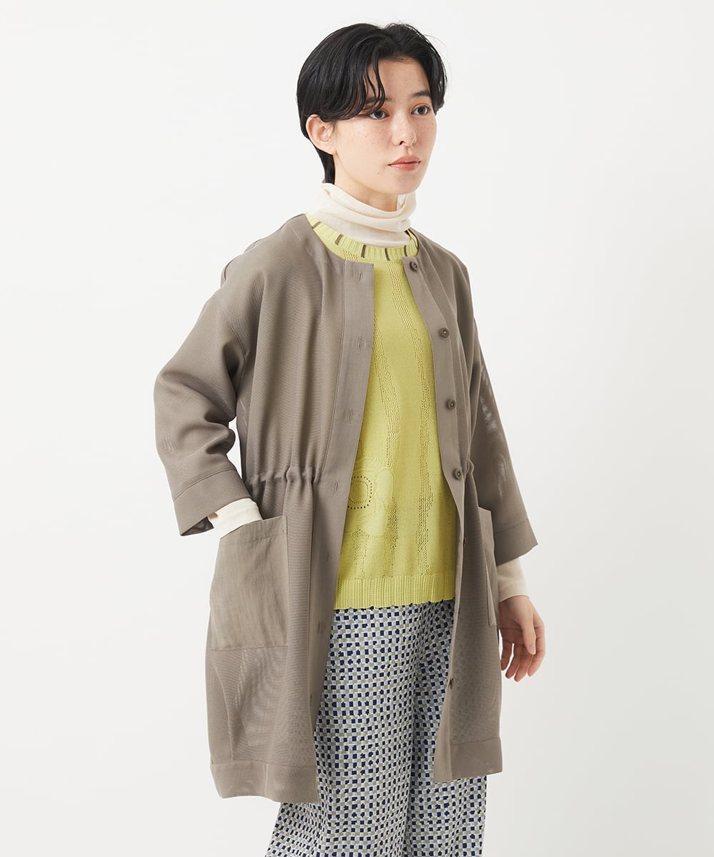 NHDGC83330 GIANNI LO GIUDICE(小さいサイズ)(メゾン ドゥ サンク) メッシュシアーチュニック丈羽織 ホワイト