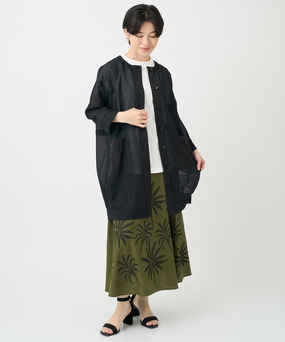 NHDGC83330 GIANNI LO GIUDICE(小さいサイズ)(メゾン ドゥ サンク) メッシュシアーチュニック丈羽織 ホワイト