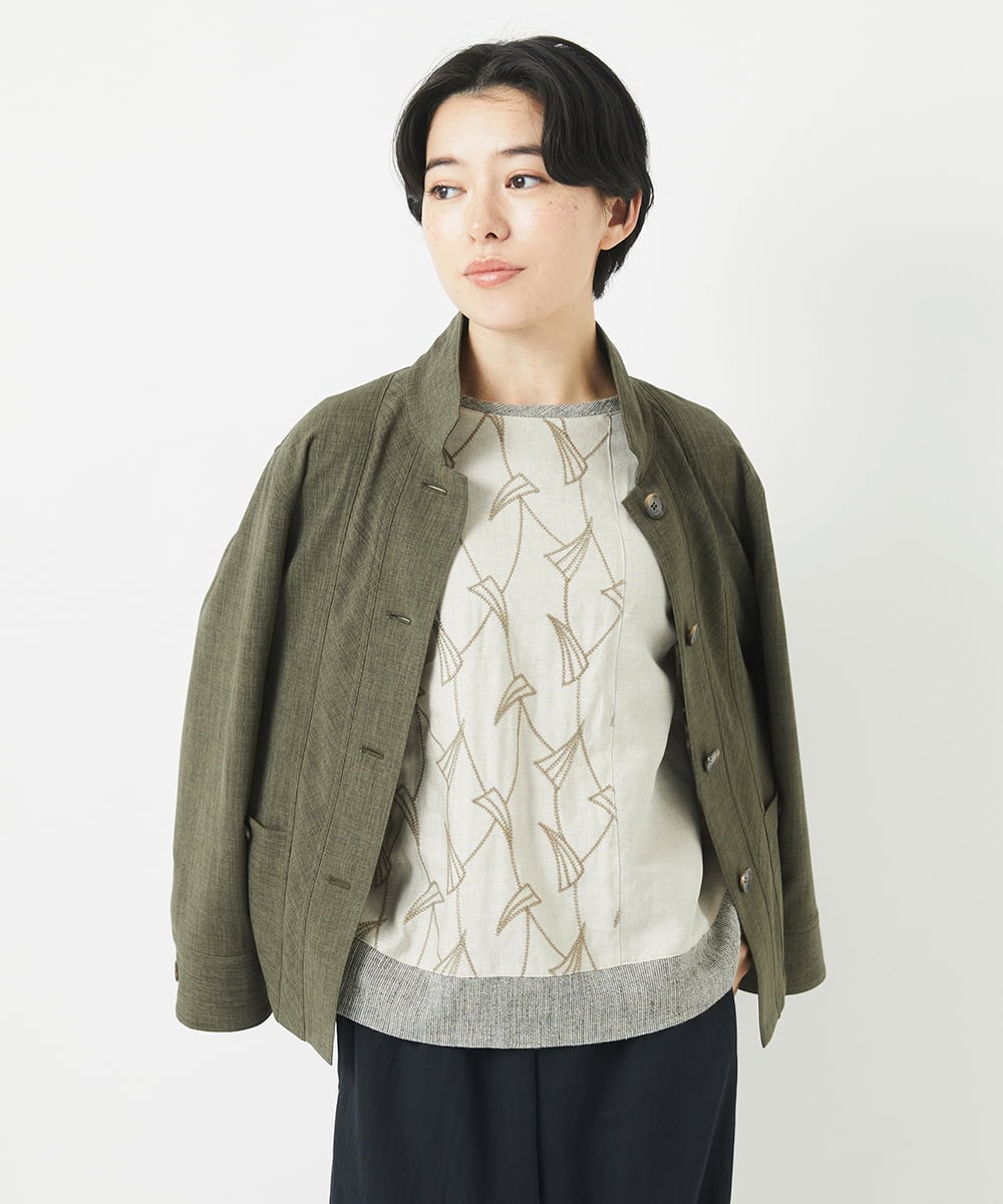 NHDGC86250 GIANNI LO GIUDICE(小さいサイズ)(メゾン ドゥ サンク) リネンライクジャケット カーキ