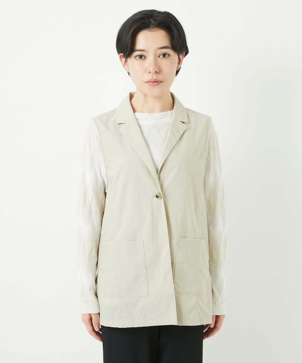 NHDGC92260 GIANNI LO GIUDICE(小さいサイズ)(メゾン ドゥ サンク) ナイロンストレッチテーラードカラージレ ベージュ