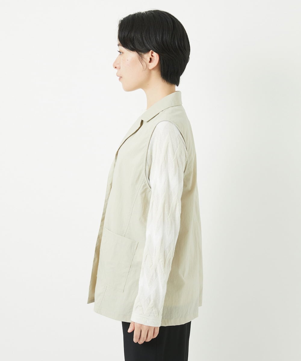 NHDGC92260 GIANNI LO GIUDICE(小さいサイズ)(メゾン ドゥ サンク) ナイロンストレッチテーラードカラージレ ベージュ