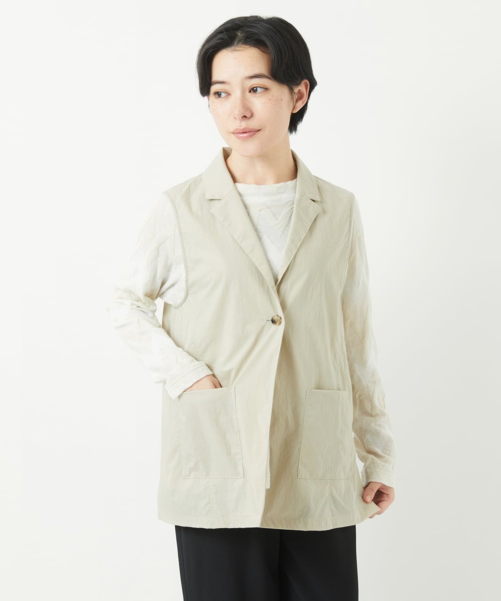 NHDGC92260 GIANNI LO GIUDICE(小さいサイズ)(メゾン ドゥ サンク) ナイロンストレッチテーラードカラージレ ベージュ