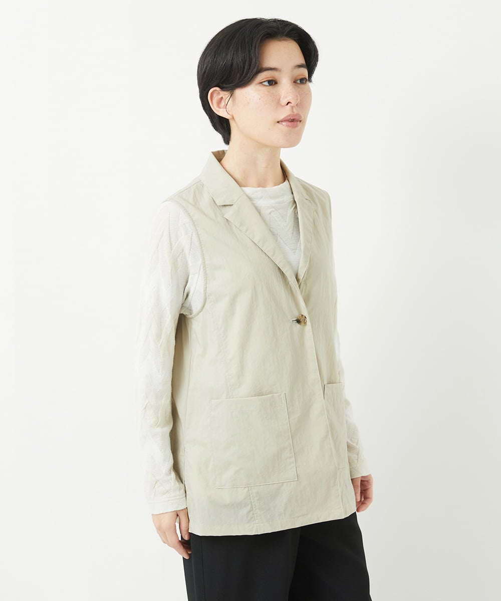 NHDGC92260 GIANNI LO GIUDICE(小さいサイズ)(メゾン ドゥ サンク) ナイロンストレッチテーラードカラージレ ベージュ