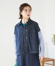 NHDGD20390 GIANNI LO GIUDICE(小さいサイズ)(メゾン ドゥ サンク) [セットアップ対応]スラブシャンブレーデニムブルゾン ネイビー