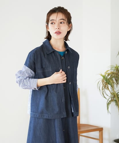 NHDGD20390 GIANNI LO GIUDICE(小さいサイズ) [セットアップ対応]スラブシャンブレーデニムブルゾン