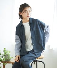 NHDGD20390 GIANNI LO GIUDICE(小さいサイズ)(メゾン ドゥ サンク) [セットアップ対応]スラブシャンブレーデニムブルゾン ネイビー