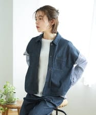 NHDGD20390 GIANNI LO GIUDICE(小さいサイズ)(メゾン ドゥ サンク) [セットアップ対応]スラブシャンブレーデニムブルゾン ネイビー