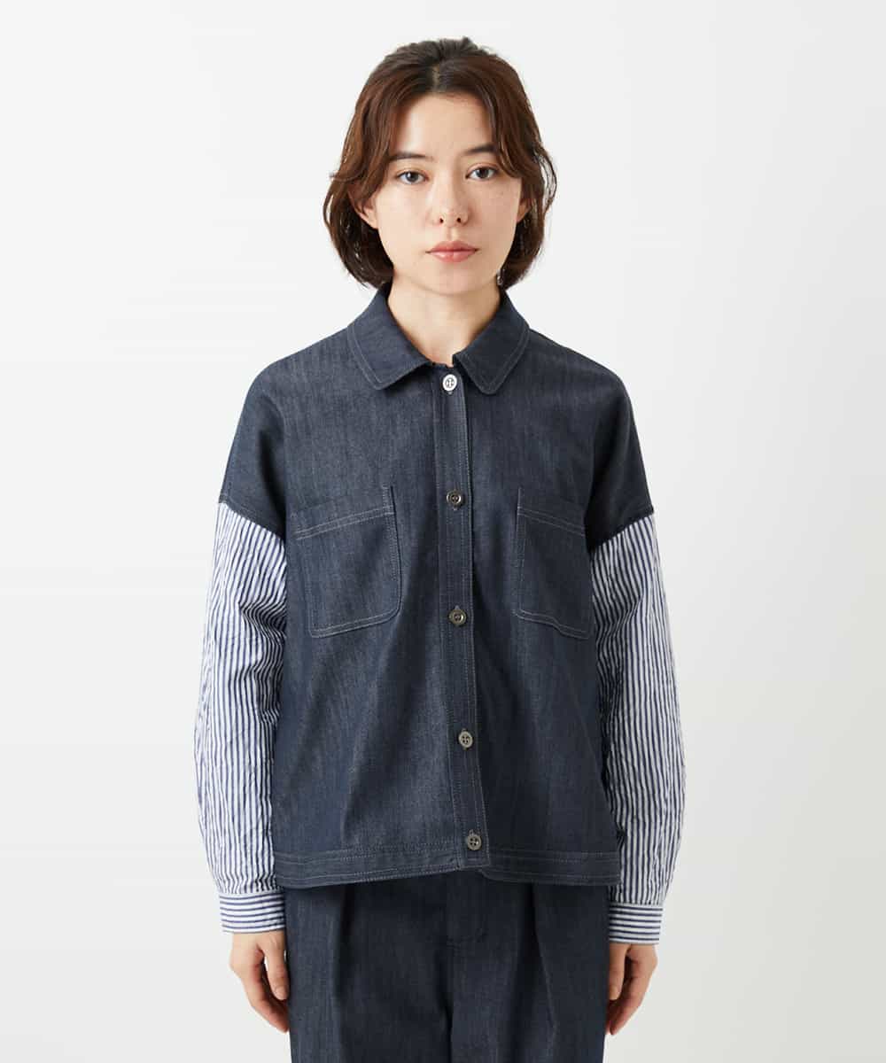 NHDGD20390 GIANNI LO GIUDICE(小さいサイズ)(メゾン ドゥ サンク) [セットアップ対応]デニムライクジャケット ネイビー