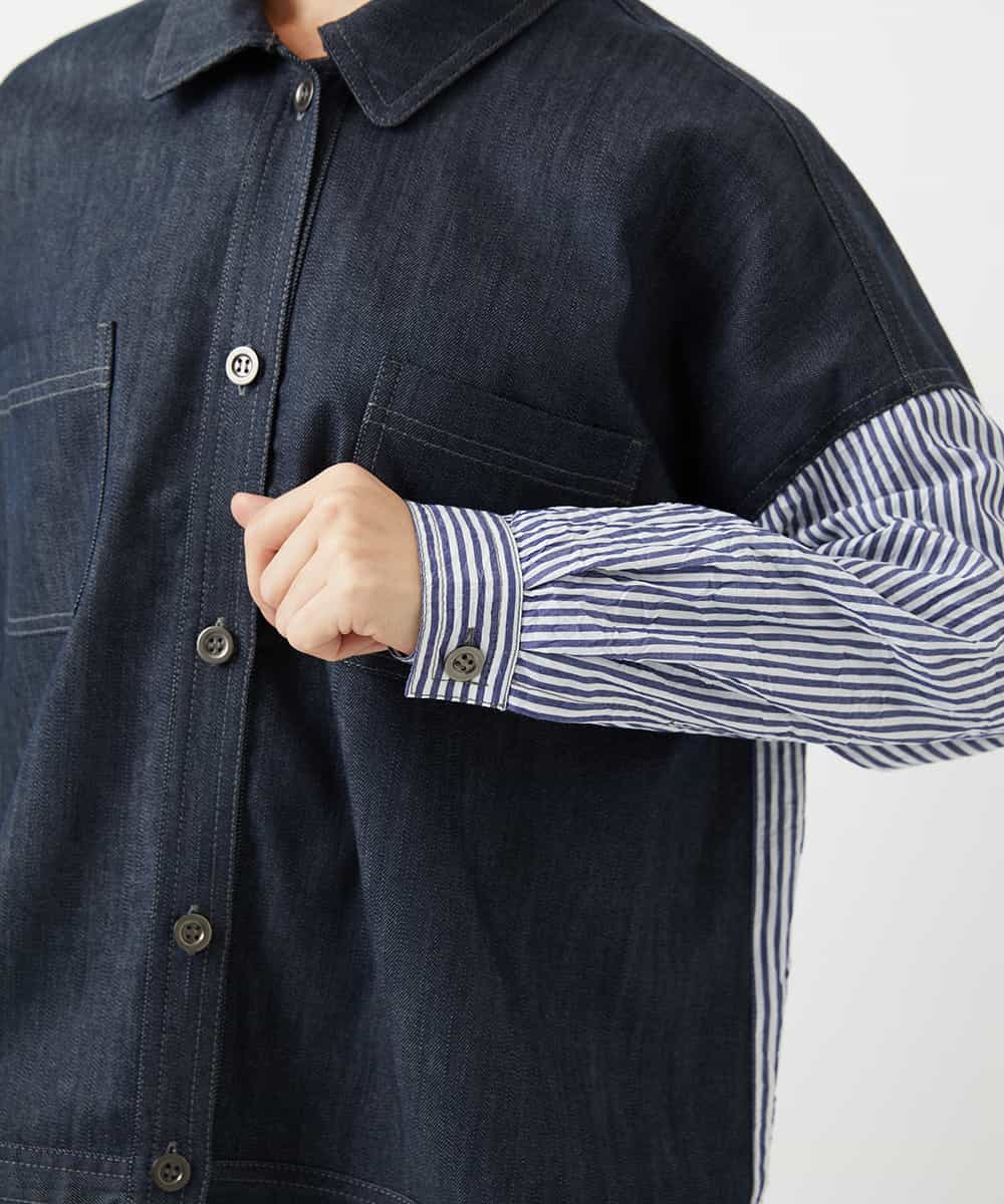 NHDGD20390 GIANNI LO GIUDICE(小さいサイズ)(メゾン ドゥ サンク) [セットアップ対応]デニムライクジャケット ネイビー