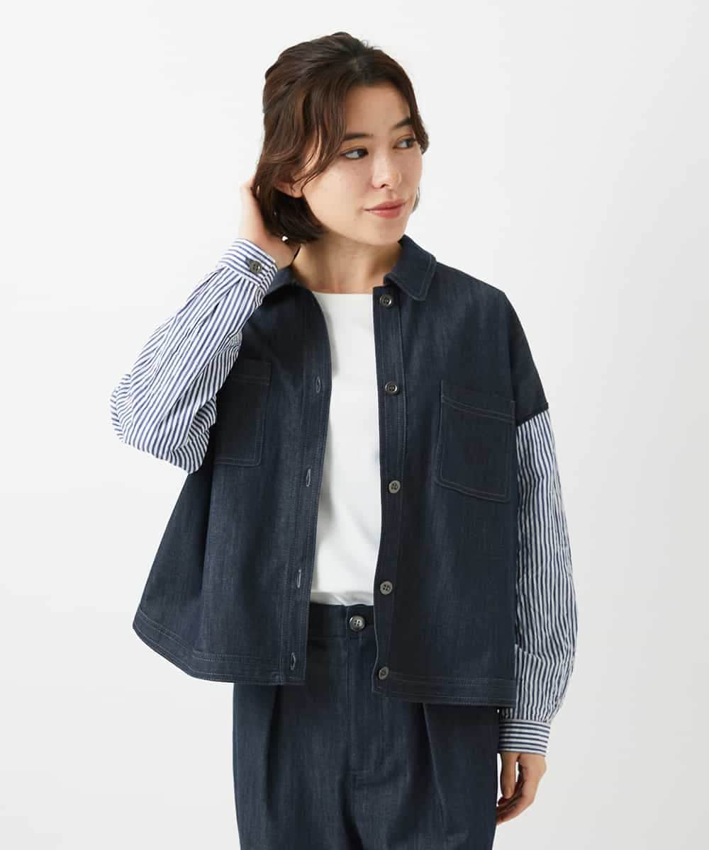 NHDGD20390 GIANNI LO GIUDICE(小さいサイズ)(メゾン ドゥ サンク) [セットアップ対応]スラブシャンブレーデニムブルゾン ネイビー