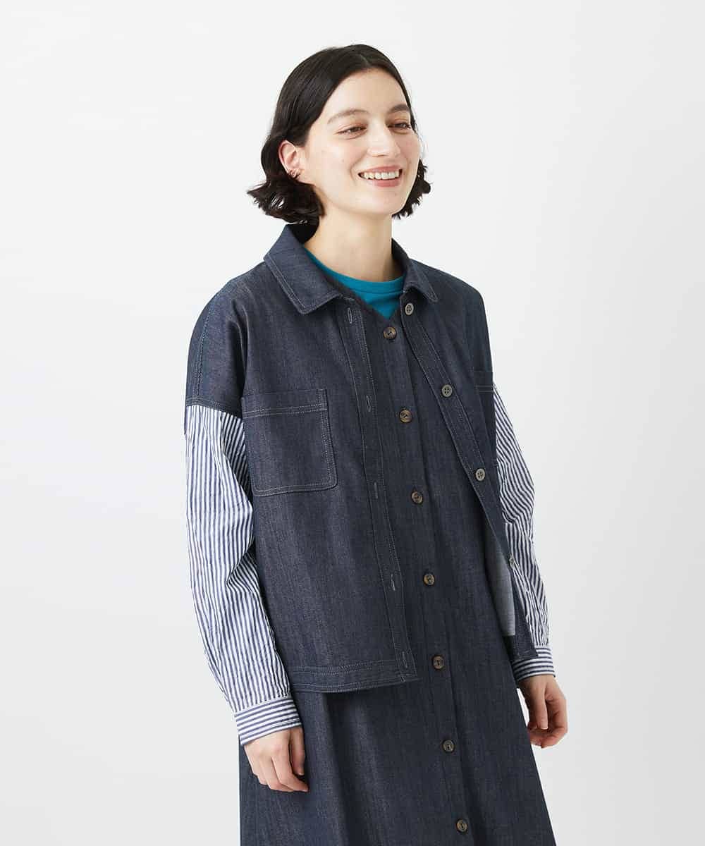 NHDGD20390 GIANNI LO GIUDICE(小さいサイズ)(メゾン ドゥ サンク) [セットアップ対応]スラブシャンブレーデニムブルゾン ネイビー