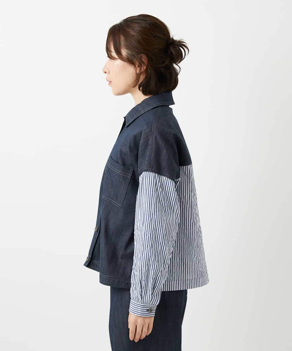 NHDGD20390 GIANNI LO GIUDICE(小さいサイズ)(メゾン ドゥ サンク) [セットアップ対応]スラブシャンブレーデニムブルゾン ネイビー