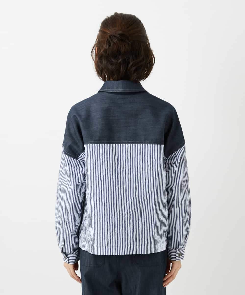 NHDGD20390 GIANNI LO GIUDICE(小さいサイズ)(メゾン ドゥ サンク) [セットアップ対応]スラブシャンブレーデニムブルゾン ネイビー