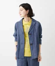 NHDGE40430 GIANNI LO GIUDICE(小さいサイズ)(メゾン ドゥ サンク) [セットアップ対応]デニム調リネンジャケット ネイビー